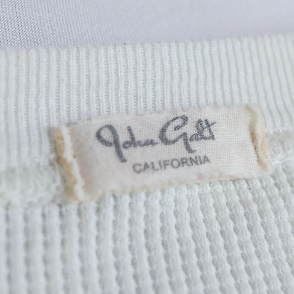 John Galt Nantucket Graphic Thermal Top Women OS White Blue Cropped Waffle Knit - Picture 3 of 13